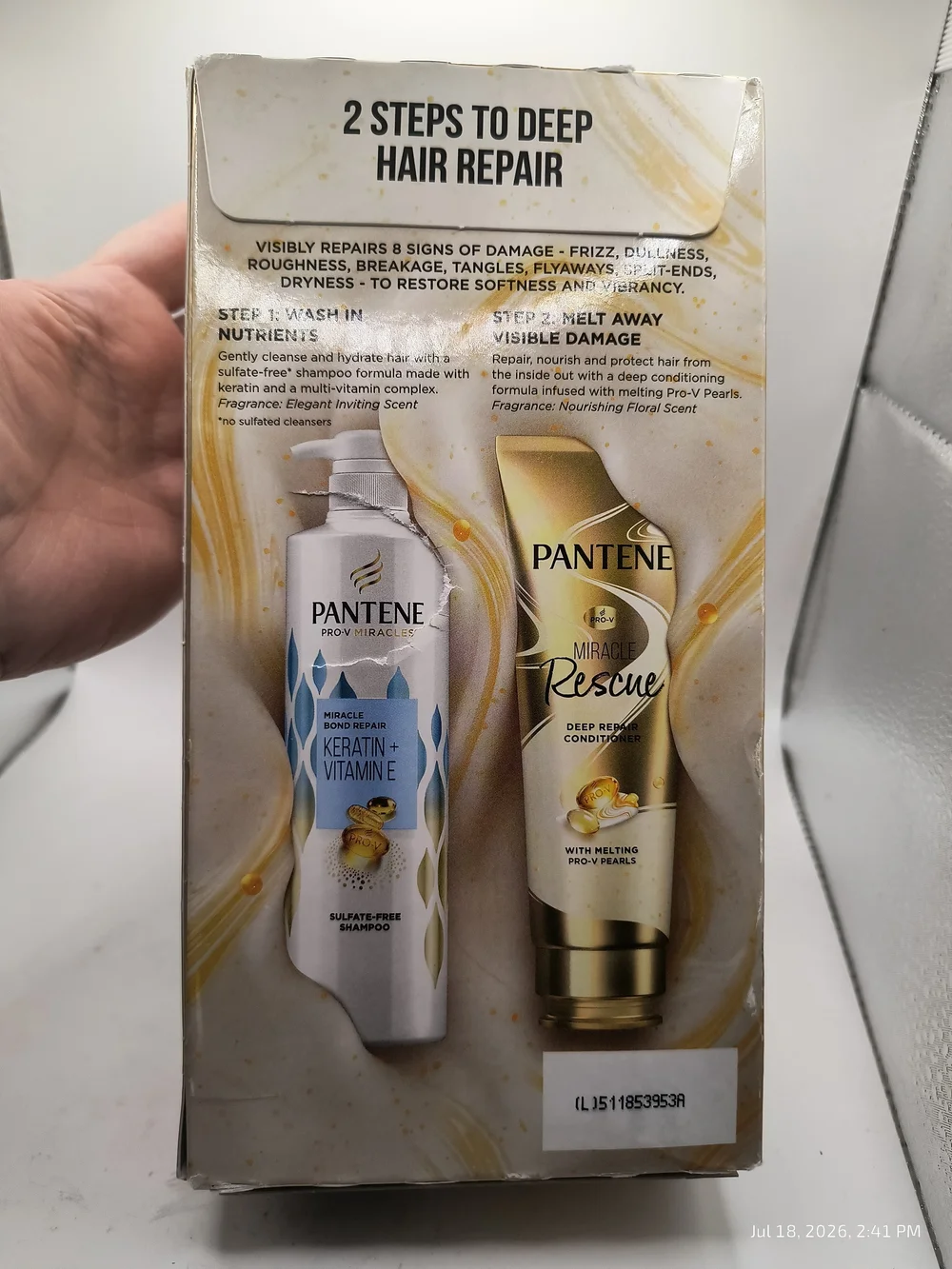 Pantene The Miracle Bond Repair Set Shampoo Cond + Curl Define Shine Hair Care
